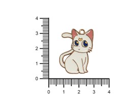 Dije Esmaltado Gatitos Blancos Dorados Grandes x 5 unidades